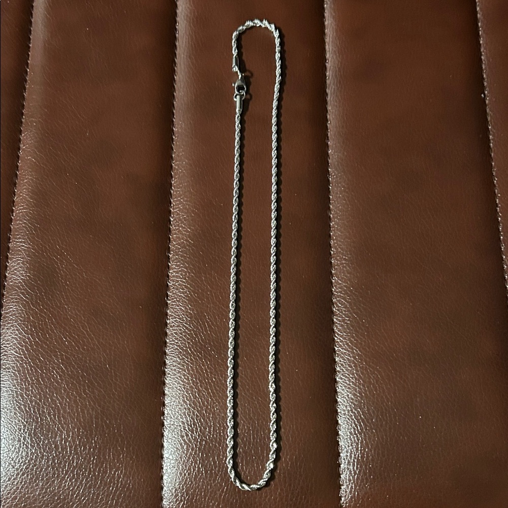 20” Rhodium Over Stainless Steel Silver Rope Chain Necklace